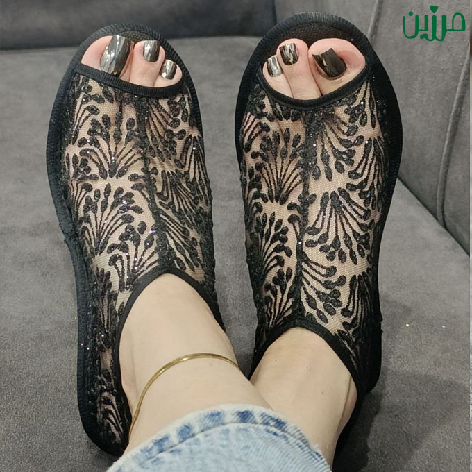 پاپوش پشت زیپ طاووسی(قالب کوچیک بهتره سایز بزرگتر از کفش انتخاب بشه)